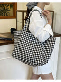 Classic Plaid Canvas Tote Bag.
