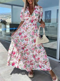 Floral Print Flutter Sleeve Maxi Dress.
