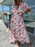 Floral Print Flutter Sleeve Maxi Dress.