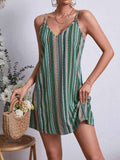 Striped V-Neck Cami Dress.