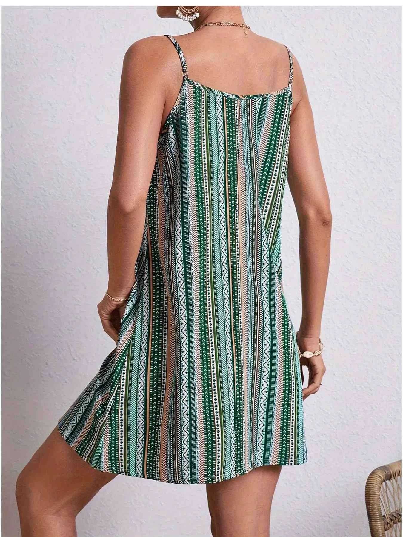 Striped V-Neck Cami Dress.