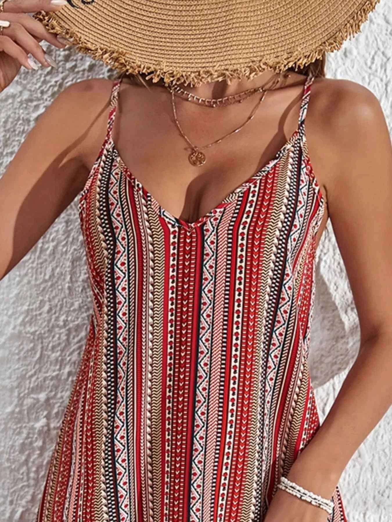 Striped V-Neck Cami Dress.