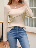 Asymmetrical One Shoulder Knit Top.