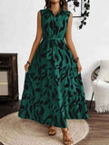 Printed Tie Waist Sleeveless Maxi Dress.