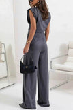 Stylish Round Neck Top and Pants Set - EBYNN