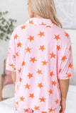Star Print Short Sleeve Shirt and Shorts Set.