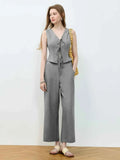 Tie Front Vest and Wide Leg Pants Set.
