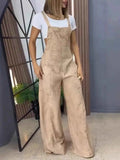 Plus Size Wide Leg Washed Denim Overalls.