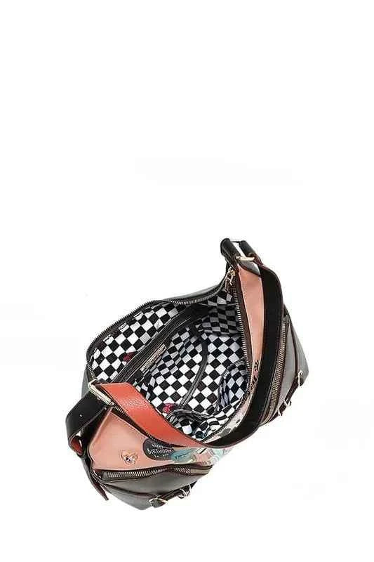 Nicole Lee USA Party King Shoulder Bag with 2 Accessory Pockets.