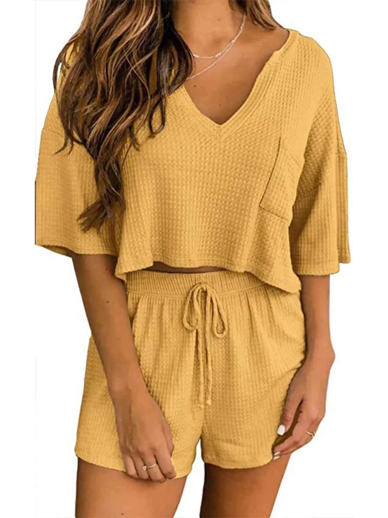 Waffle Knit Lounge Set for Ultimate Comfort and Style - EBYNN