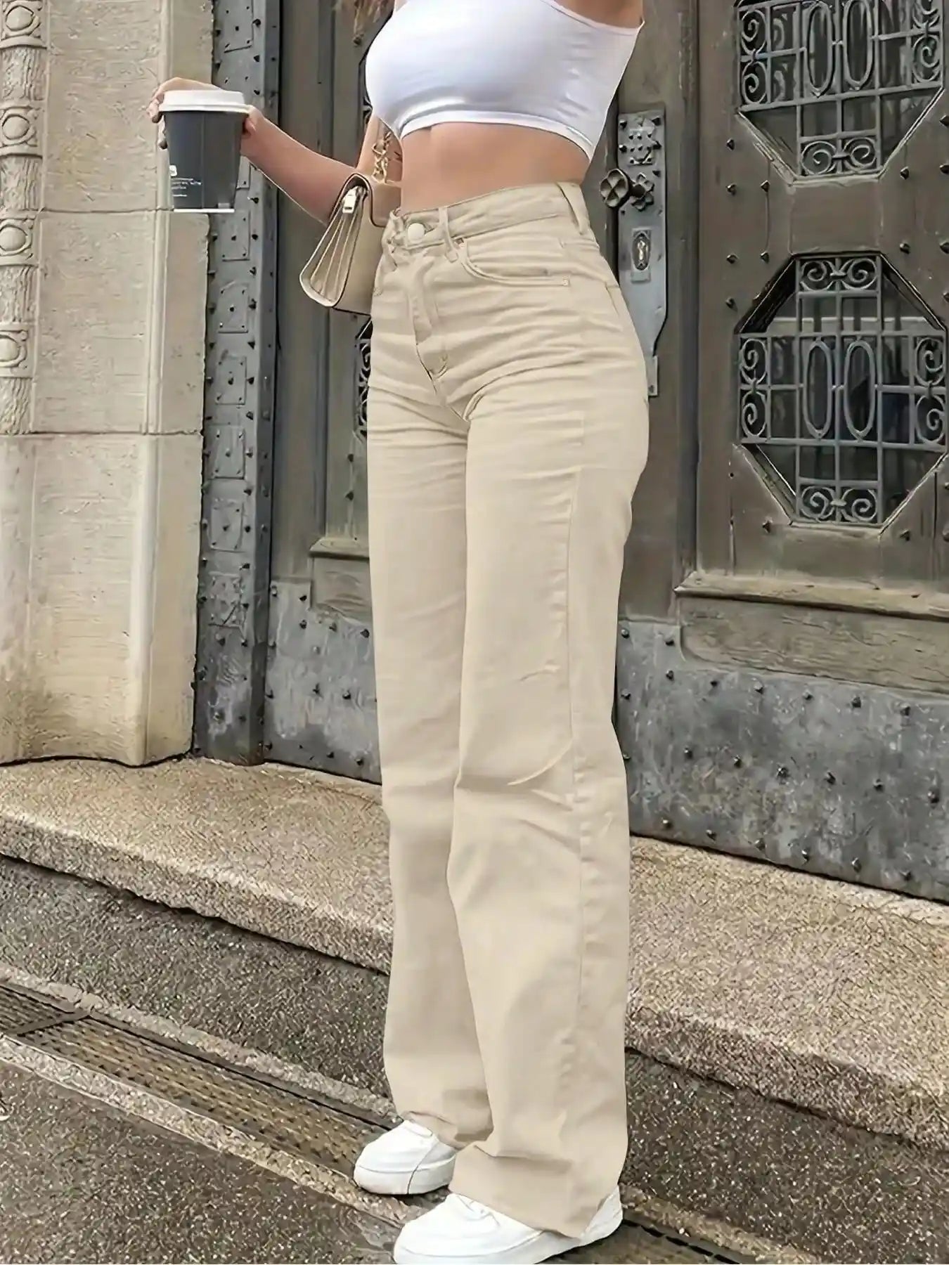 High-Waisted Wide Leg Jeans.