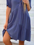 Plus Size Tiered Button-Front Short Sleeve Dress.