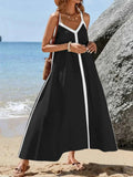 Contrast Trim V-Neck Maxi Dress.
