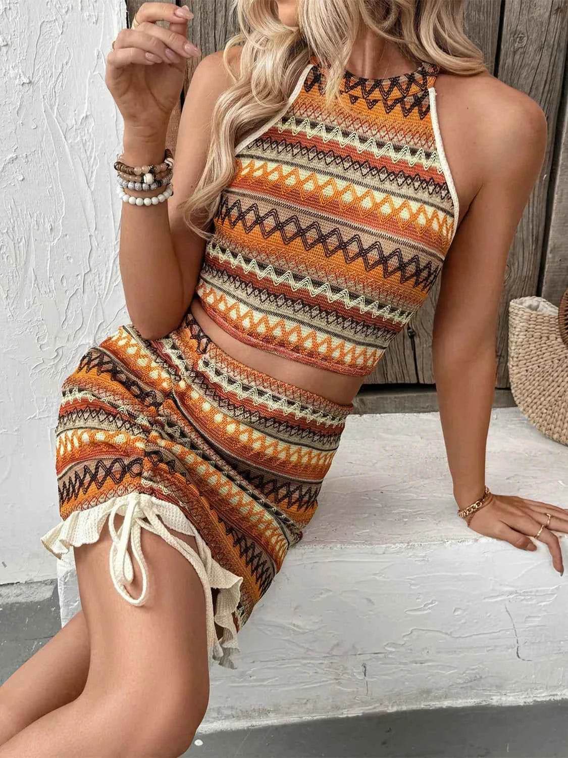 Cami Top and Drawstring Skirt Set - EBYNN