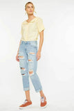 Kancan Mid Rise Distressed Boyfriend Jeans.
