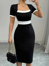 Two-Tone Short Sleeve Bodycon Dress.