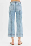 RISEN Plus Size High Rise Crop Wide Leg Jeans.