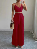 V-Neck Cami and Wide Leg Pants Set.