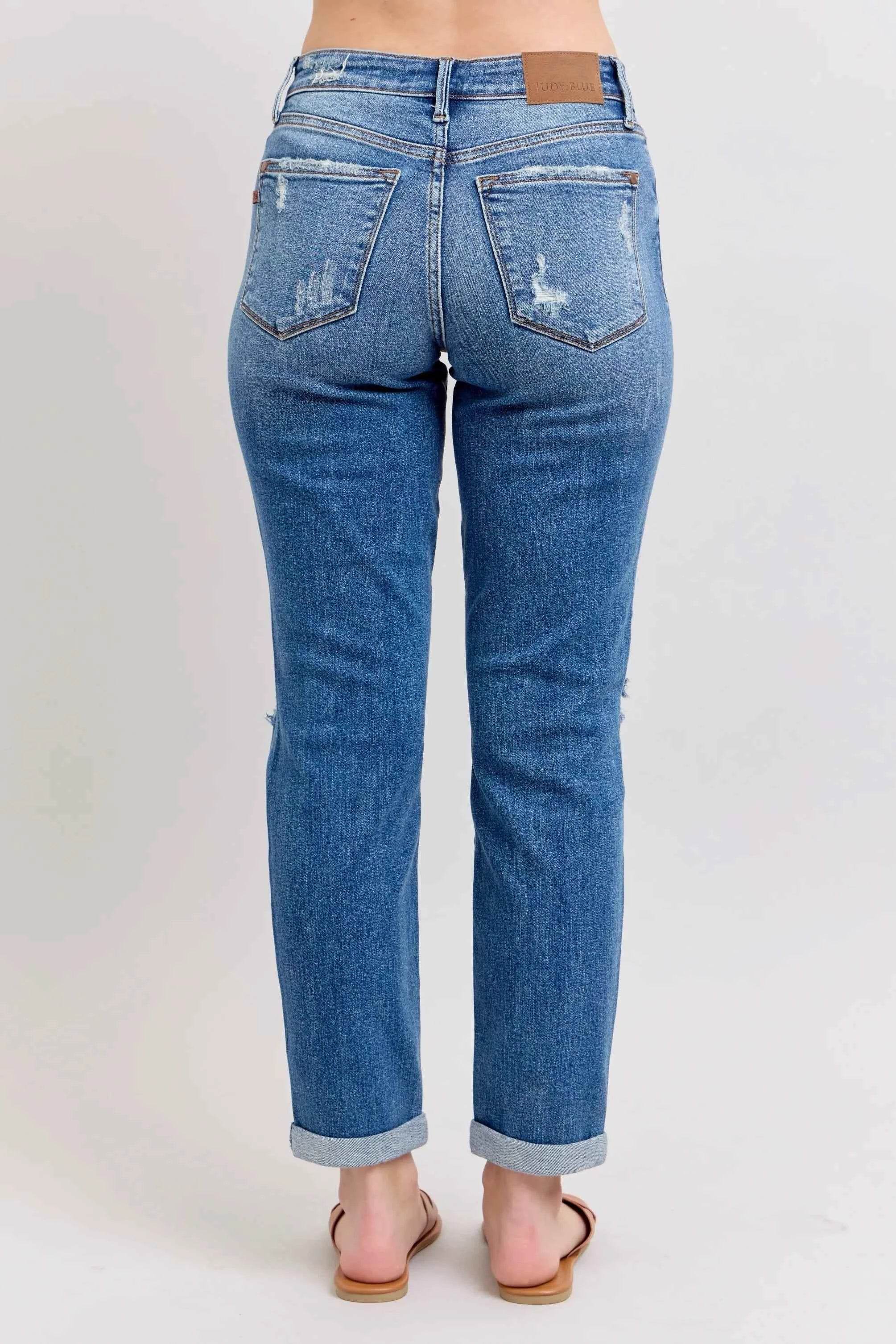 Judy Blue Plus Size Mr Vintage Wash Boyfriend Fit Jeans.