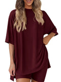 Plus Size Round Neck Set: Oversized Top and Shorts Set for Ultimate Comfort - EBYNN