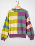 Stripe Drop Shoulder Ribbed Edge Sweater.