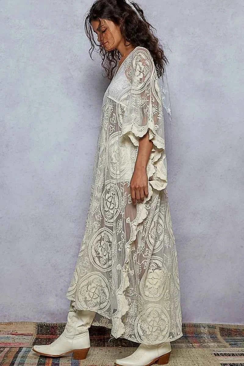 Lace Embroidered Beach Cover Up Kaftan.