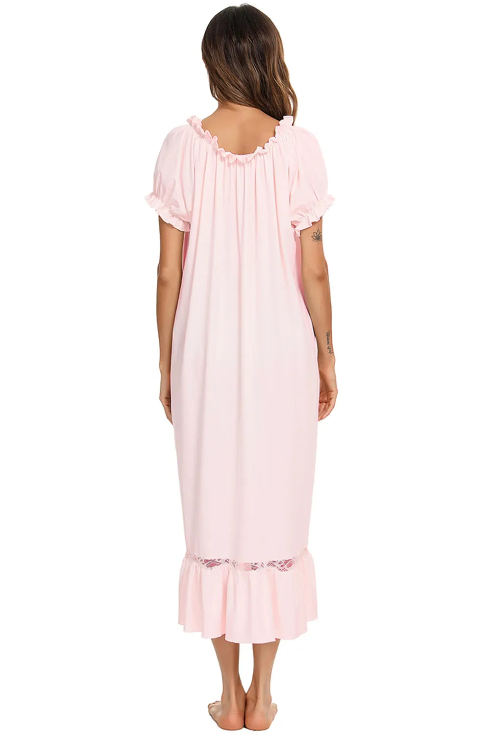 Lace Detail Short Sleeve Lounge Dress.