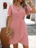 Surplice Flutter Sleeve Mini Dress.