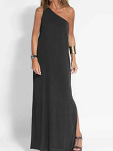 One-Shoulder Maxi Dress with Side Slit.