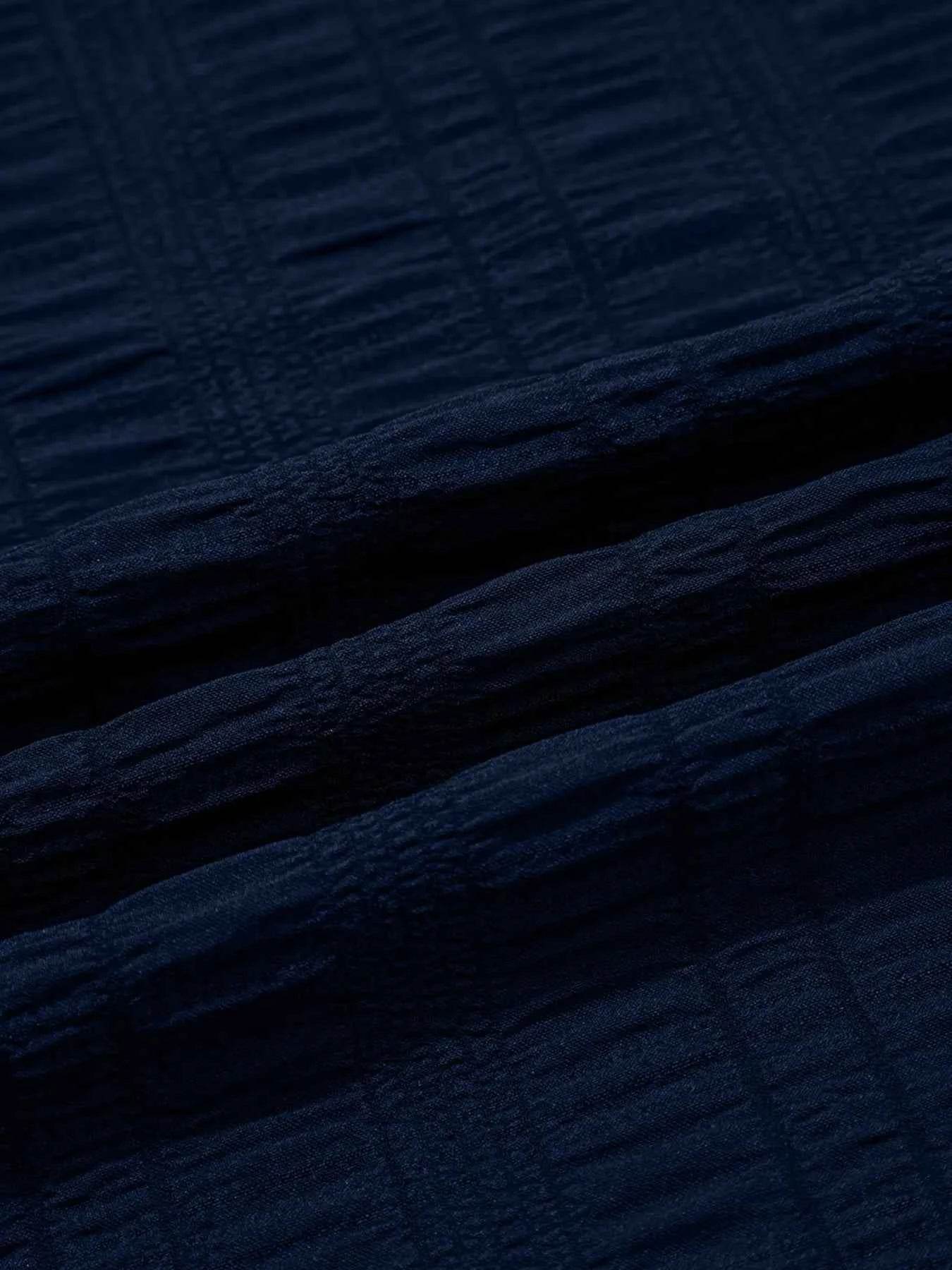 Textured Square Neck Top Set with Shirred High Waist Shorts - EBYNN