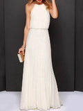 Pleated Sleeveless Maxi Tank Dress.