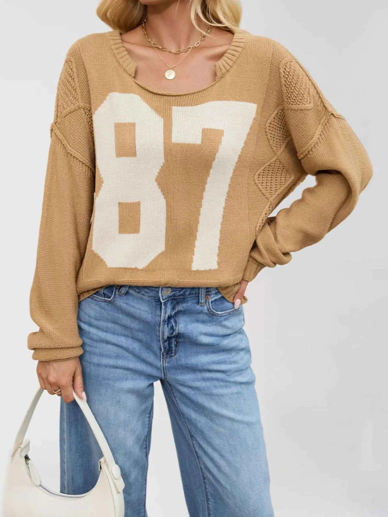 Number 81 Oversized Cable Knit Sweater.