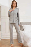 Button Up Long Sleeve Top & Pants Lounge Set.