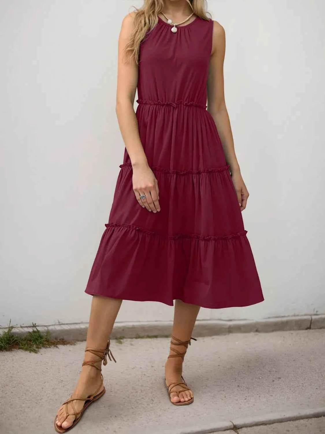Frill Tiered Midi Dress.