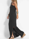 One-Shoulder Maxi Dress with Side Slit.