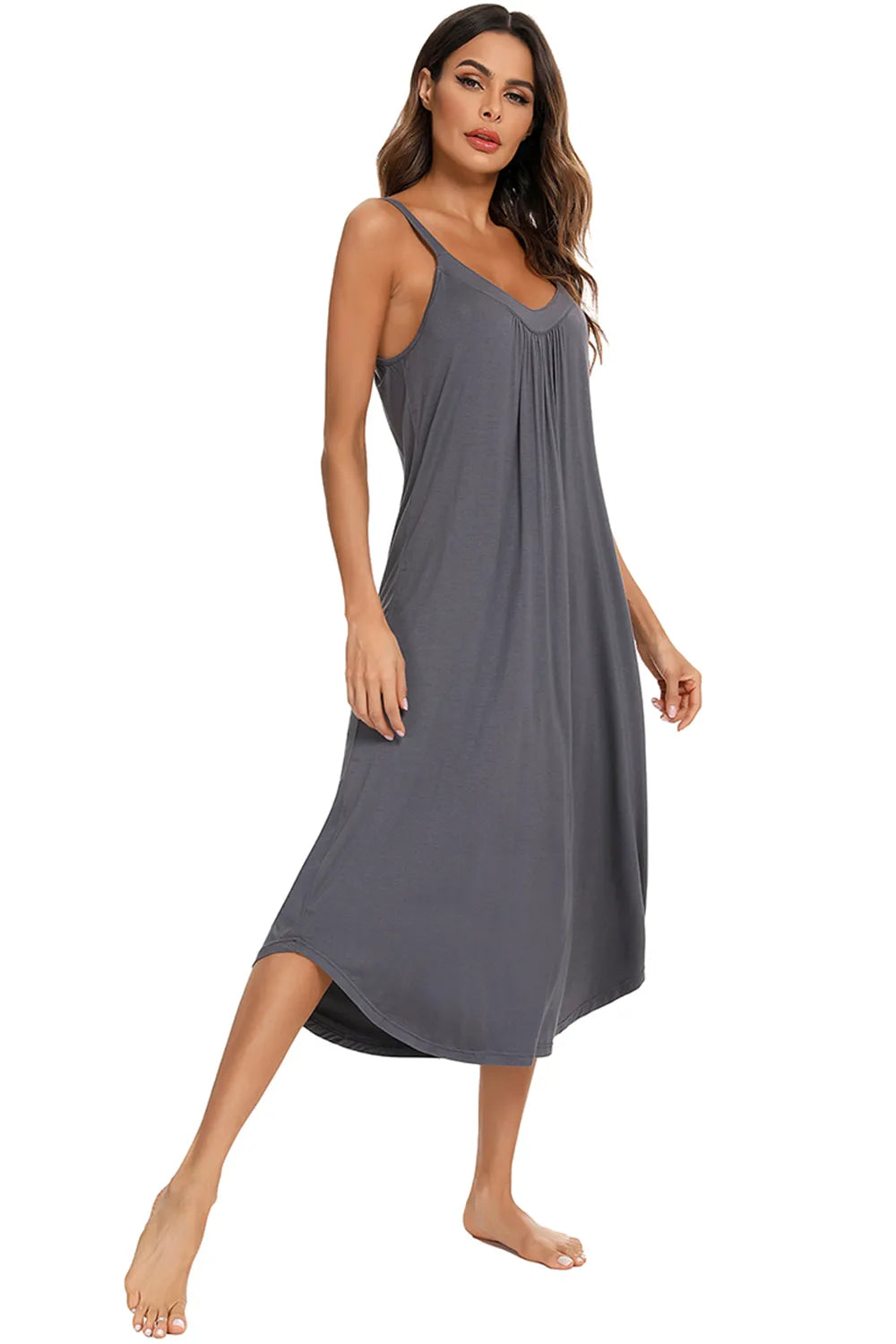 V-Neck Midi Lounge Dress.