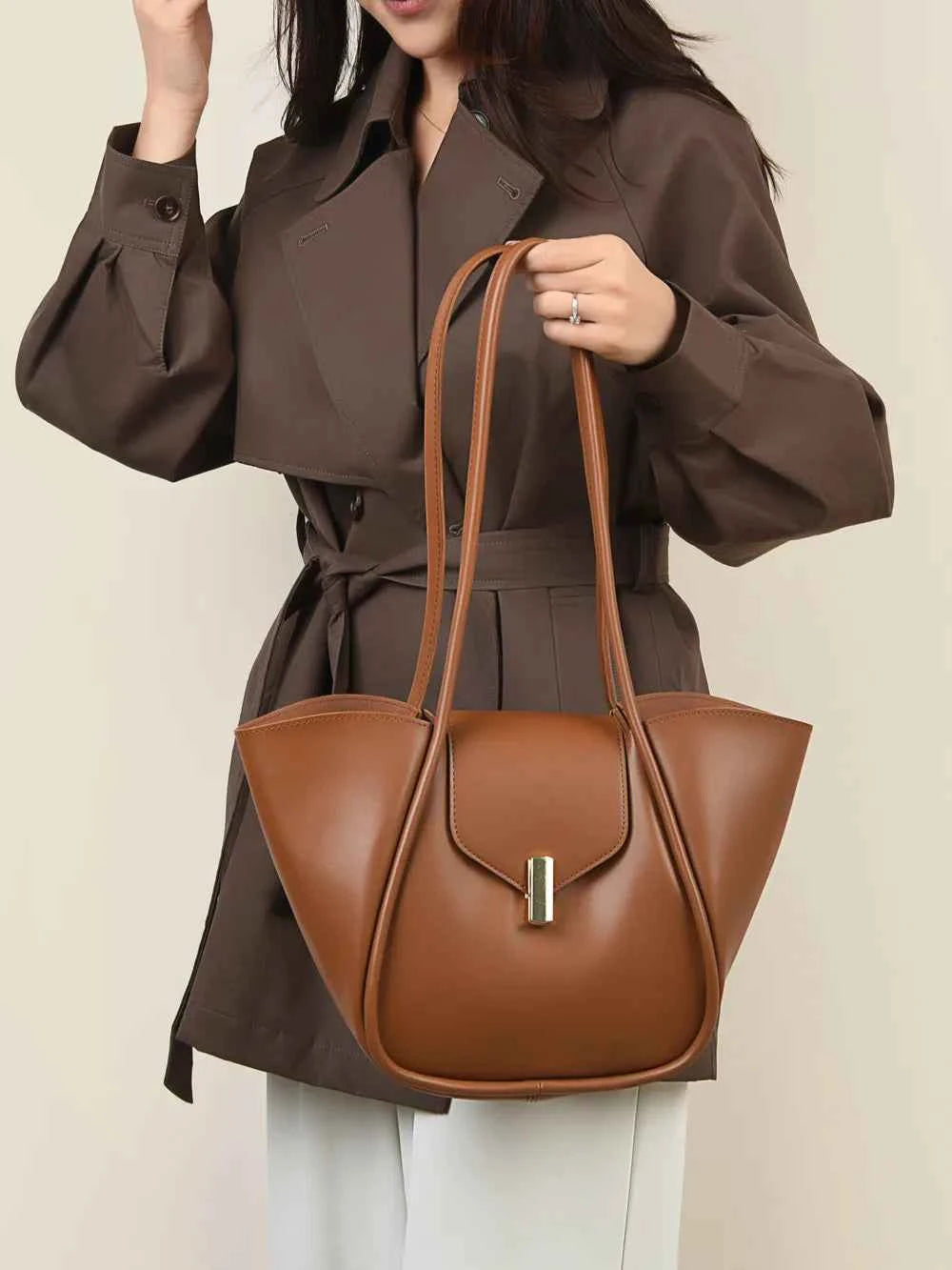 Large PU Leather Shoulder Bag with Pouch.