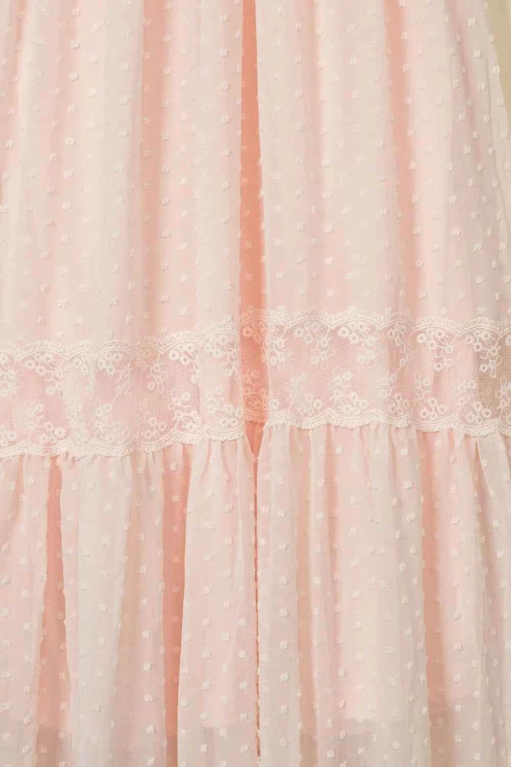 Polka Dot V-Neck Ruffle Midi Dress.