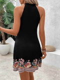 Floral Halter Neck Mini Dress.