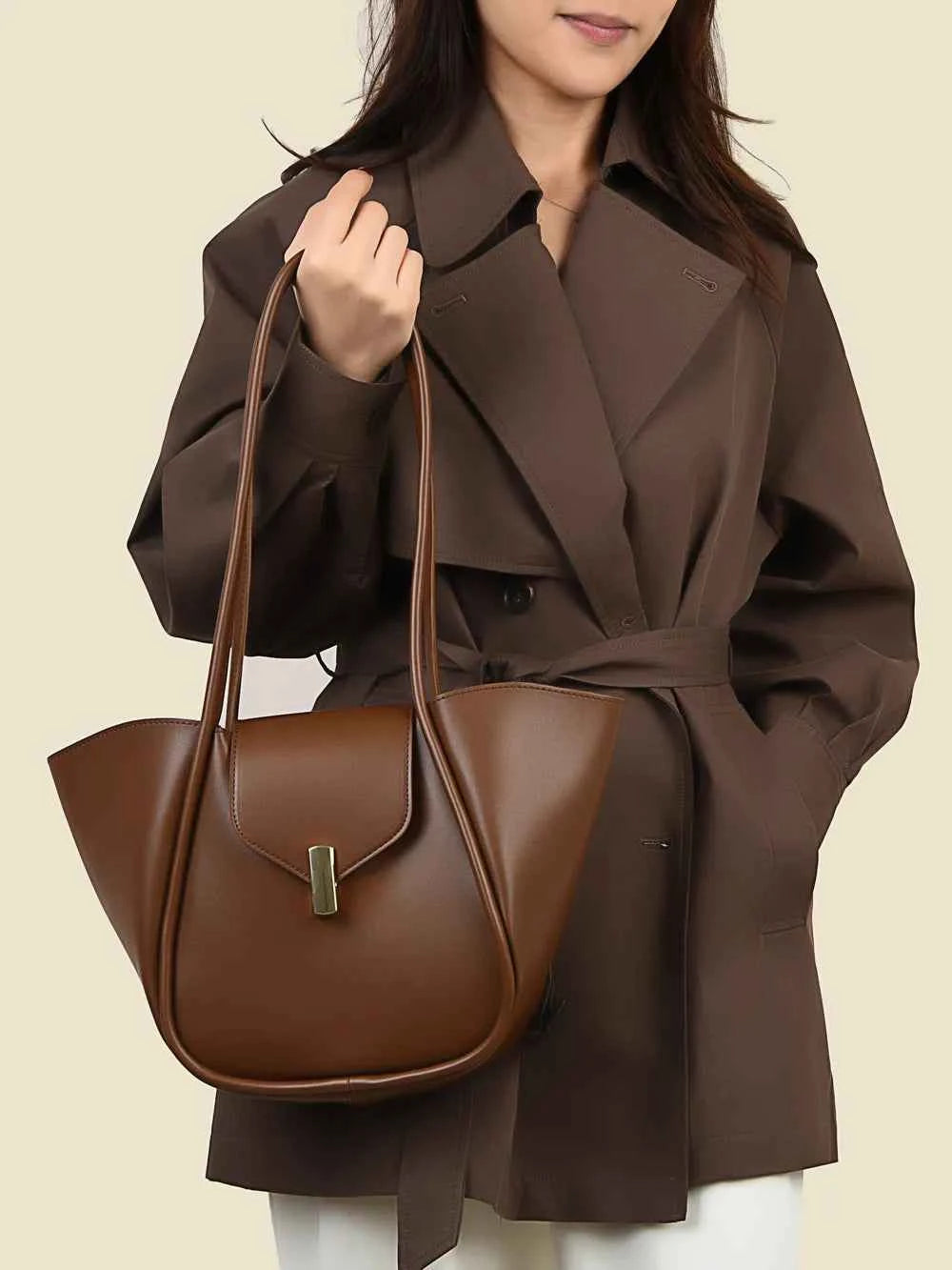 Large PU Leather Shoulder Bag with Pouch.
