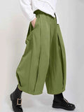 Plus Size Wide Leg Pleated Cropped Pants.