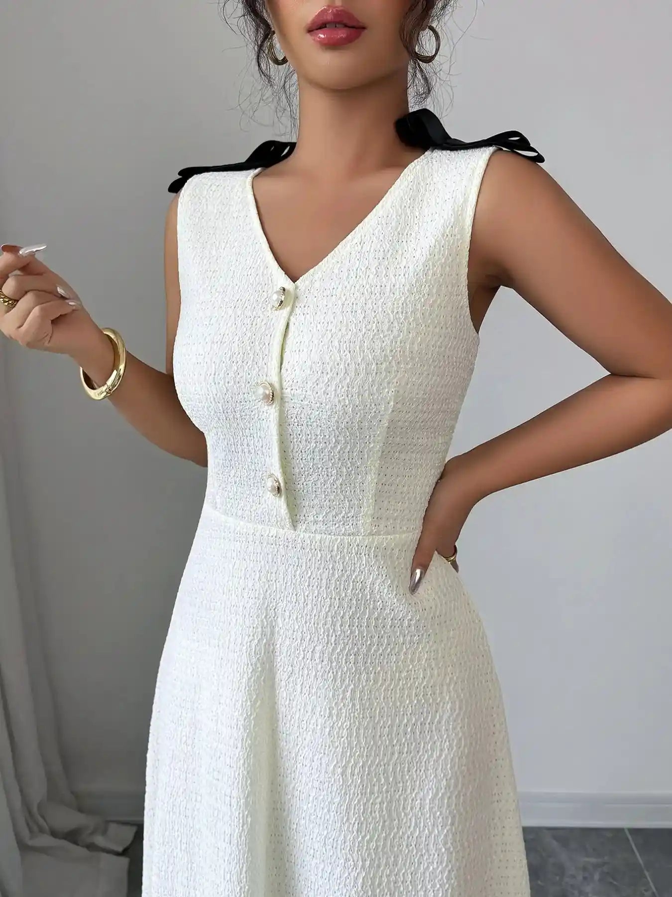 Buttoned Sleeveless Maxi Tank Dress.