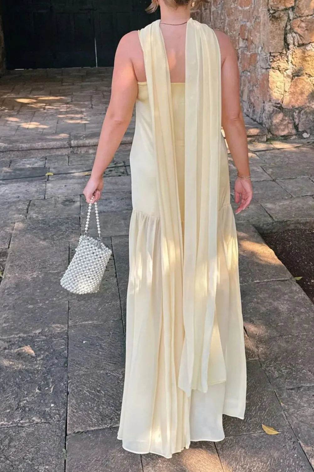 Adjustable Strap Maxi Cami Dress with Scarf - EBYNN