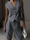 V-Neck Vest and Pants Two-Piece Blazer Set.