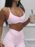 Ruched Sports Bra and High-Waisted Shorts Active Set.