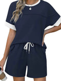 Sleek Round Neck Short Sleeve Top & Shorts Set - EBYNN