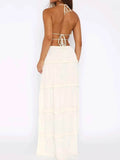 Halter Crop Backless Top and Maxi Skirt Set - EBYNN