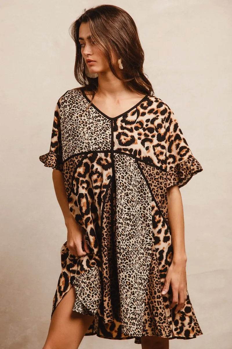 Leopard Print Dress: Mix and Match Short Sleeve Style - EBYNN