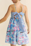 Davi & Dani Tropical Floral Geo Print Tie Back Tube Top Romper.