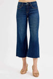 RISEN Full Size Tummy Control High Rise Crop Wide Jeans.